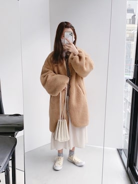 「ehka sopo（エヘカソポ）のアイテム（ワンピース/ドレス）」を使った、高芦あかりさん（レディース・152cm）の冬コーディネート