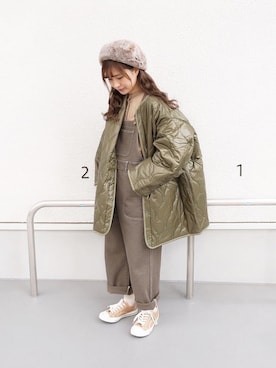 「studio CLIP（スタディオクリップ）のアイテム（帽子）」を使った、高芦あかりさん（レディース・152cm）の冬コーディネート