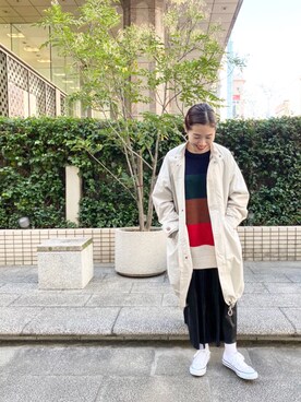 「レザースカート」｜「アイテム（モッズコート）」を使った、にしむらりささん（レディース・158cm）の冬コーディネート