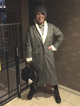 「アイテム（チェスターコート）」を使った、Megumi Hiroeさん（レディース・148cm・40代）の冬コーディネート
