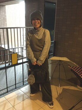 「EFFE BEAMS（エッフェビームス）のアイテム（帽子）」を使った、Megumi Hiroeさん（レディース・148cm）の冬コーディネート