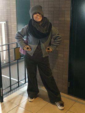 「EFFE BEAMS（エッフェビームス）のアイテム（帽子）」を使った、Megumi Hiroeさん（レディース・148cm）の冬コーディネート