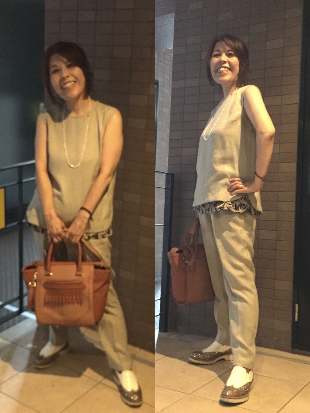 「本日のコーデ、研修会、明日もあるよ」｜「haco!の気分が上がる淡水パールのロングネックレス　ｂｙ　ｑｕｅ　ｍａｄｅ　ｍｅ（ネックレス、ホワイト系）」を使った、Megumi Hiroeさん（レディース・148cm）の夏コーディネートの1枚目の写真