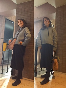 「CONVERSE（コンバース）のCONVERSE CVS ALL STAR HI（スニーカー）」を使った、Megumi Hiroeさん（レディース・148cm）の冬コーディネート
