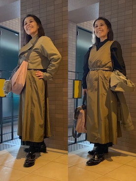 「アイテム（トレンチコート）」を使った、Megumi Hiroeさん（レディース・148cm・40代）の冬コーディネート
