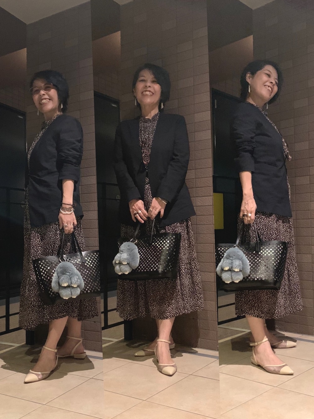 「秋冬コーデ、お休みコーデ、ダンナさんとお出かけ、お茶会コーデ」｜「SWAROVSKIのFit Small ピアス（ピアス（両耳用）、シルバー系）」を使った、Megumi Hiroeさん（レディース・148cm）の秋コーディネートの1枚目の写真