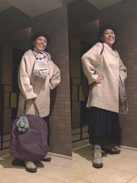 「MEDE19F（メデジュウキュウ）のアイテム（スカート）」を使った、Megumi Hiroeさん（レディース・148cm）の冬コーディネート