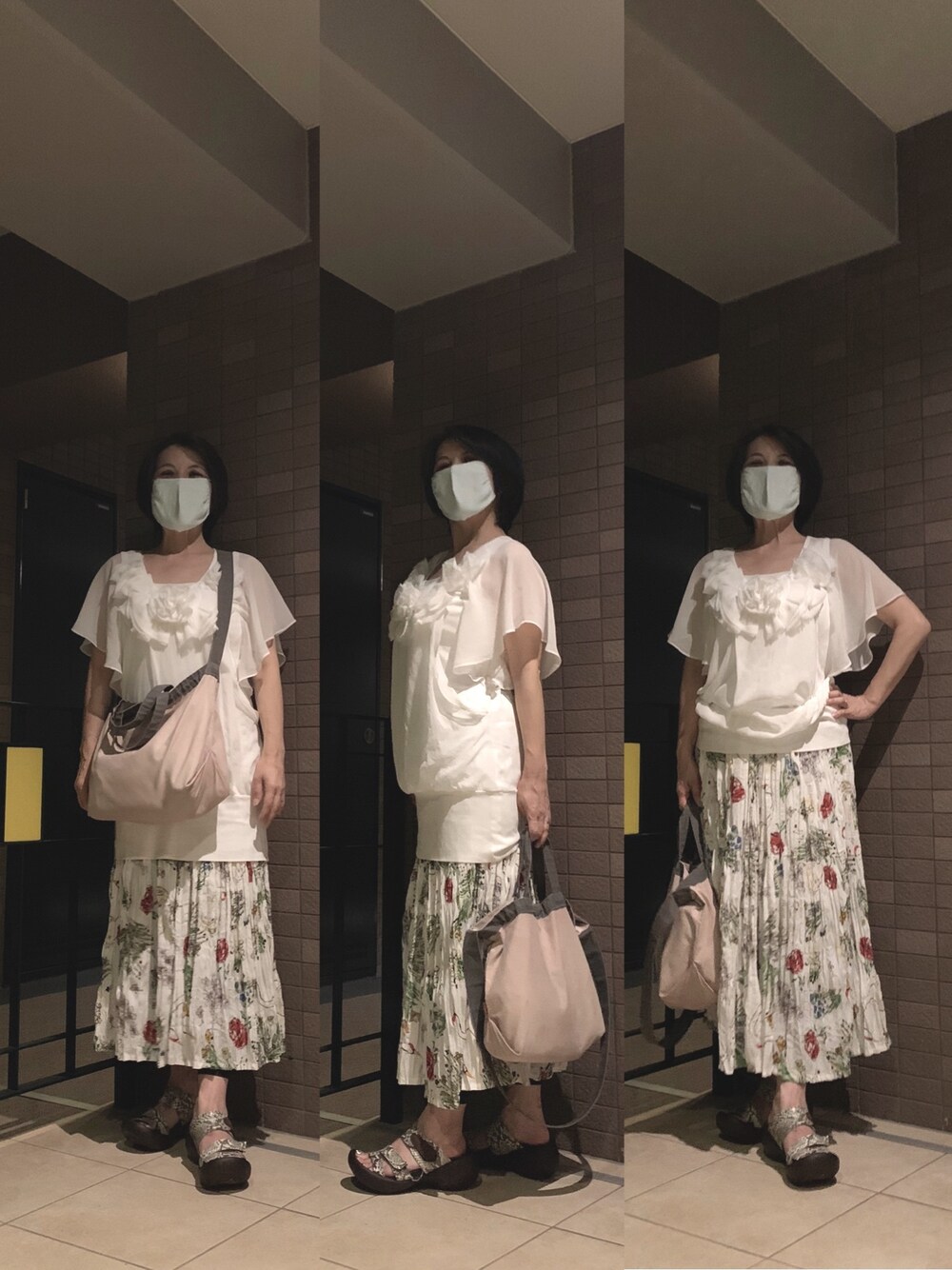 「ユニクロ、昨日up出来ず😅、通勤コーデ、女子会コーデ」｜「Re.Verofonnaのアイテム（Tシャツ/カットソー、ホワイト系）」を使った、Megumi Hiroeさん（レディース・148cm）の夏コーディネートの1枚目の写真