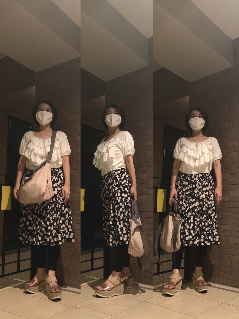 「通勤コーデ、今日のコーデ、毎日暑いなぁ」｜「Re.Verofonnaのアイテム（Tシャツ/カットソー、ホワイト系）」を使った、Megumi Hiroeさん（レディース・148cm）の夏コーディネートの1枚目の写真