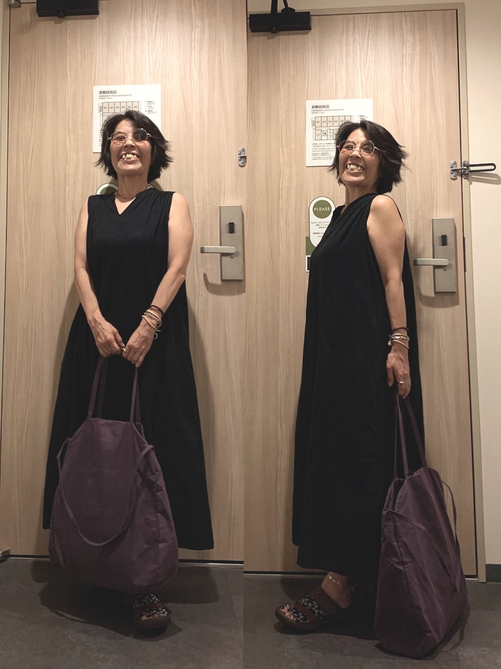 「お休みの日コーデ、京都旅行、夏コーデ、楽チンコーデ、暑かった」｜「haco!の【セールにならないお約束】京都の浴衣屋さんと作った浴衣生地のロングワンピース（ワンピース、ブラック系）」を使った、Megumi Hiroeさん（レディース・148cm）の夏コーディネートの1枚目の写真