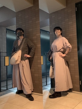 「haco!（ハコ）のアイテム（シャツワンピース）」を使った、Megumi Hiroeさん（レディース・148cm）の秋コーディネート
