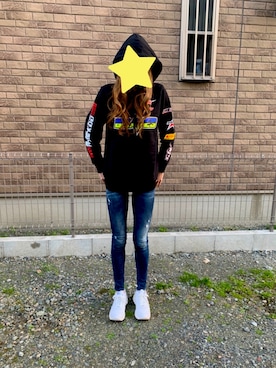 「アトランティックスターズ」｜「アイテム（スウェット）」を使った、菊さん（レディース・171cm）の冬コーディネート
