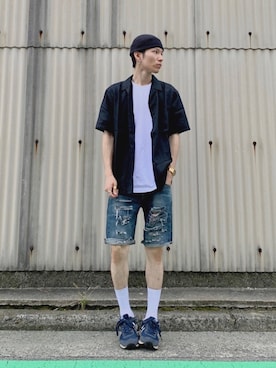 「CASIO（カシオ）のアイテム（アナログ腕時計）」を使った、Tsuguya/KwonSayaさん（メンズ・174cm）の夏コーディネート