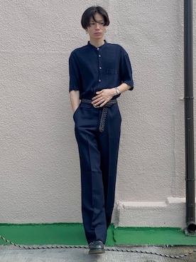 「LANVIN（ランバン）のアイテム（パンツ）」を使った、Tsuguya/KwonSayaさん（メンズ・174cm）の夏コーディネート