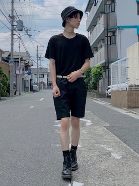 「ARMANI EXCHANGE（アルマーニエクスチェンジ）のアイテム」を使った、Tsuguya/KwonSayaさん（メンズ・174cm）の夏コーディネート