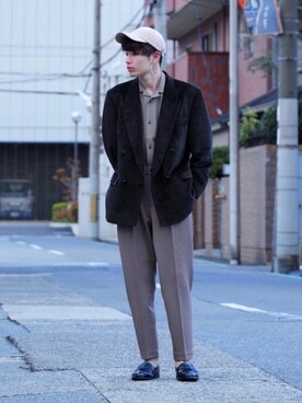 「GU（ジーユー）のアイテム（キャップ）」を使った、Tsuguya/KwonSayaさん（メンズ・174cm）の冬コーディネート