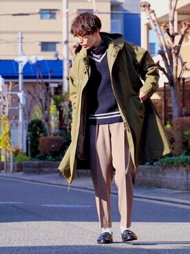 「RAGEBLUE（レイジブルー）のアイテム（モッズコート）」を使った、Tsuguya/KwonSayaさん（メンズ・174cm）の冬コーディネート