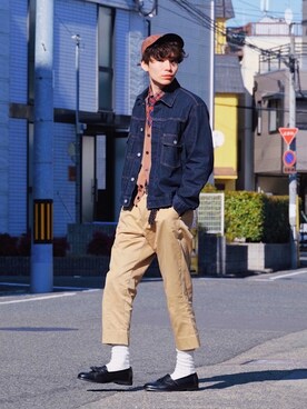 「RRL（ダブル アール エル）のアイテム（帽子）」を使った、Tsuguya/KwonSayaさん（メンズ・174cm）の冬コーディネート