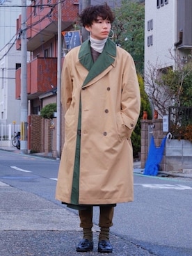「NANO universe（ナノユニバース）のアイテム（スラックス）」を使った、Tsuguya/KwonSayaさん（メンズ・174cm）の冬コーディネート