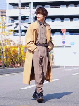 「tk.TAKEO KIKUCHI（ティーケータケオキクチ）のアイテム（パンツ）」を使った、Tsuguya/KwonSayaさん（メンズ・174cm）の冬コーディネート