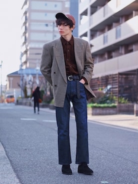 「RRL（ダブル アール エル）のアイテム（帽子）」を使った、Tsuguya/KwonSayaさん（メンズ・174cm）の冬コーディネート