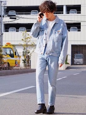 「Wrangler（ラングラー）のアイテム（ジャケット/アウター）」を使った、Tsuguya/KwonSayaさん（メンズ・174cm）の春コーディネート