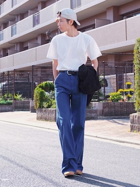 「UNIQLO（ユニクロ）のアイテム（キャップ）」を使った、Tsuguya/KwonSayaさん（メンズ・174cm）の春コーディネート