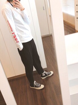 「CONVERSE（コンバース）のCT70 Black（スニーカー、ブラック系）」を使った、yuhaさん（レディース・170cm）の春コーディネート