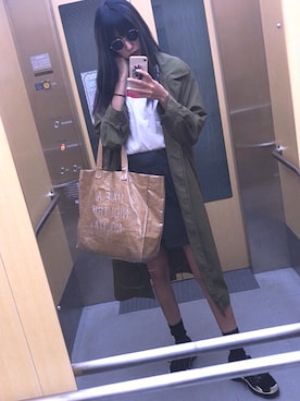 「アイテム（ステンカラーコート）」を使った、yuhaさん（レディース・170cm）の春コーディネート