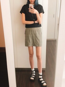 「COMME des GARCONS（コムデギャルソン）のアイテム（スカート、ベージュ系）」を使った、yuhaさん（レディース・170cm）の夏コーディネート