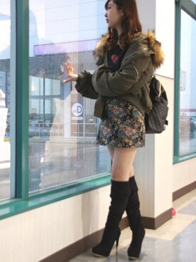 「RASVOA（ラスボア）のアイテム（その他アウター）」を使った、MACO!さん（レディース・172cm）の冬コーディネート