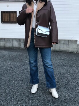 「UNIQLO（ユニクロ）のアイテム（ジャケット/アウター、ブラウン系）」を使った、akagon19さん（レディース）の冬コーディネート