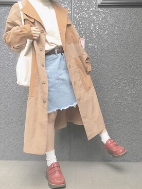 「w closet」｜「アイテム（チェスターコート）」を使った、高橋明日香さん（レディース・148cm）の秋コーディネート