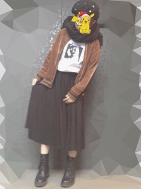 「GORGE（ゴージ）のアイテム（シューズ）」を使った、高橋明日香さん（レディース・148cm）の冬コーディネート
