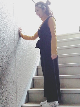 「FUN（ファン）のアイテム（つなぎ/オールインワン）」を使った、miyuuさん（レディース・151cm）の冬コーディネート
