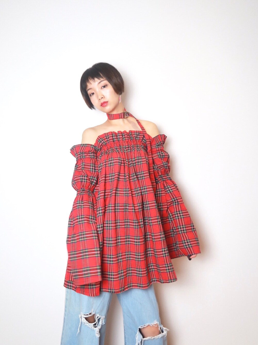 「onespoのアイテム（ワンピース、レッド系）」を使った、lazyちゃんさん（レディース・167cm）の秋コーディネートの1枚目の写真