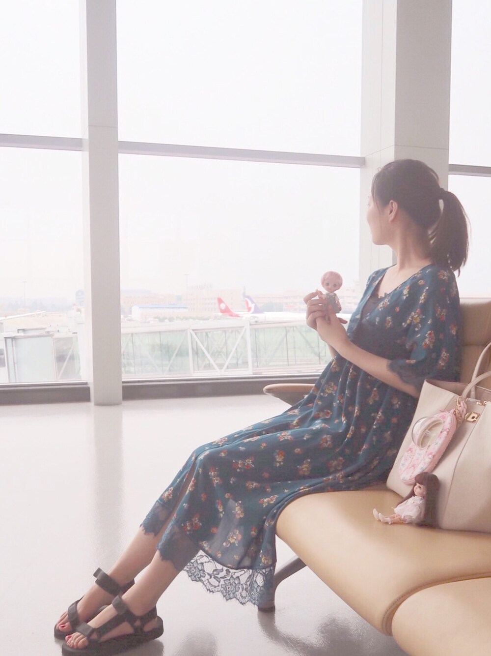 「NICE CLAUPのアイテム（ワンピース、グリーン系）」を使った、lazyちゃんさん（レディース・167cm）の秋コーディネートの1枚目の写真