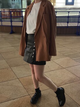 「KBF+（ケービーエフプラス）のアイテム（テーラードジャケット）」を使った、レイさん（レディース・163cm）の夏コーディネート