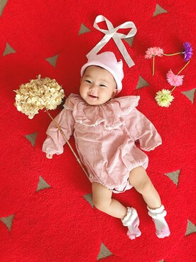 「アイテム（サロペット/オーバーオール）」を使った、ふーちゃんさん（キッズ・70cm）の夏コーディネート
