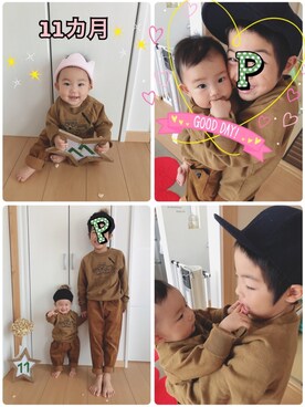 「生後11ヶ月」｜「アイテム（その他）」を使った、ふーちゃんさん（キッズ・70cm）の秋コーディネート