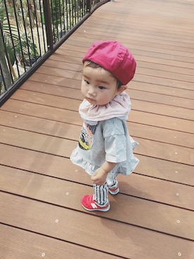 「ohana（オハナ）のアイテム」を使った、ふーちゃんさん（キッズ・70cm）の春コーディネート