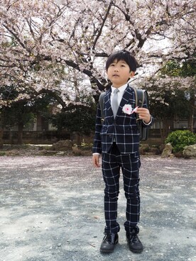 「GENERATOR（ジェネレーター）のアイテム（フォーマルスーツ/小物）」を使った、Tom☆さん（キッズ・110cm）の冬コーディネート