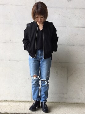 「ドラフトリーバイス」｜「アイテム（ブルゾン）」を使った、hidemiさん（レディース・144cm）の冬コーディネート