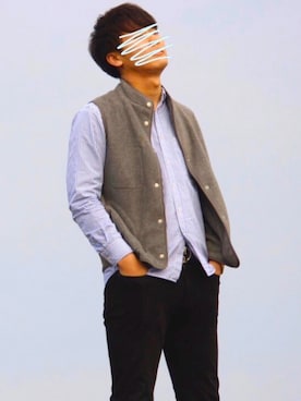 「DANTON（ダントン）のアイテム（その他トップス）」を使った、iさん（メンズ・185cm）の冬コーディネート