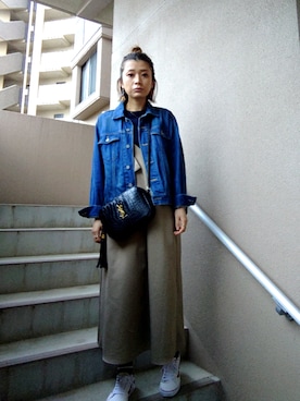 「coen」｜「アイテム（デニムジャケット）」を使った、mikashaa--nnさん（レディース・158cm）の春コーディネート