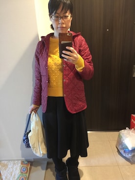 「LAVENHAM（ラベンハム）のアイテム（その他アウター）」を使った、miqihoさん（レディース・155cm）の冬コーディネート