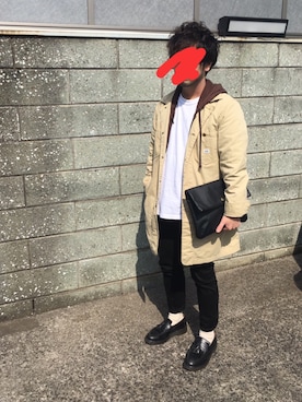 「Lee（リー）のアイテム（チェスターコート）」を使った、kentさん（メンズ・163cm）の春コーディネート