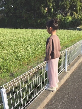 「CIAOPANIC TYPY（チャオパニックティピー）の【ママとおそろい】サーマルスリットパンツ（その他パンツ）」を使った、chiemiさん（キッズ・123cm）の秋コーディネート