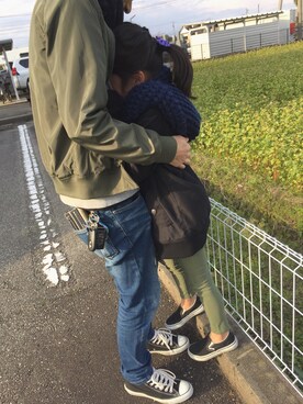「BREEZE（ブリーズ）のアイテム（MA-1）」を使った、chiemiさん（キッズ・123cm）の秋コーディネート
