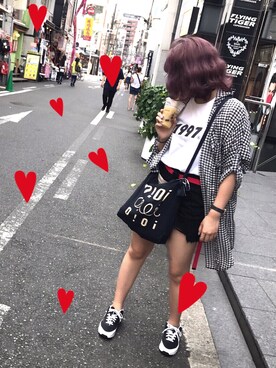 「HOTPING（ホッピン）のアイテム（その他アウター）」を使った、みょんさん（レディース・161cm）の夏コーディネート